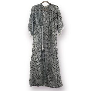BEACH BY EXIST Cotton Boho Print Long Beach Kimono L/XL